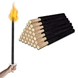 Ikodm Lot de 200 flambeaux torches en cire, avec protection pour les mains et Poignée en bois extra longue, temps ...