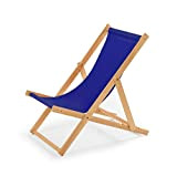 IMPWOOD Chaise longue de jardin en bois, fauteuil de relaxation, chaise de plage bleu