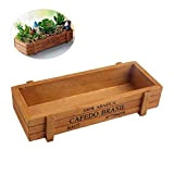 Jardiniere Exterieur, Table en bois, Pot Rectangle Boîte Succulente Mélangée Boîte de Rangement - 22x8.5x4.5cm
