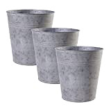 Jinfa Lot de 3 Vases Pot de Fleur en Zinc Exterieur Grande jardinière en métal galvanisé | Taille: XL | ...