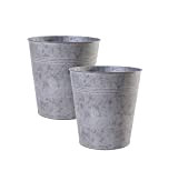 Jinfa | Pots en métal galvanisé | Zinc | Hauteur: 17,5 cm, Ø 24 cm | 2 Pots en métal ...
