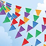Joykey Fanion Bannière 200 Drapeaux Nylon Bruant Fanion Guirlande Triangles pour la décoration de Jardin en Plein air Anniversaire