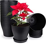KAHEIGN 10Pcs 14cm Pots De Plantes en Plastique Conteneur De Plantes Pots De Fleurs D'intérieur avec Plateaux à Palettes pour ...