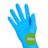 Kemes Lot de 100 gants jetables en nitrile sans latex et non poudrés Bleu Taille S, M, L, XL