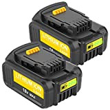 Kengdor 2X Batterie de Remplacement 5.0Ah pour DeWalt 18V Batterie DCB180 DCB181 DCB182 DCB184 DCB201 DCB200 Batterie pour DeWalt 18V