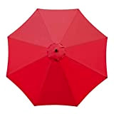 KHBNHJ Tissu de rechange pour parasol de jardin, 3 m, 8 côtes, rouge