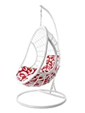 Kideo® Ensemble complet : fauteuil suspendu avec coussin, fauteuil en panier, chaise swing, salon (structure et panier blanc, coussin : ...