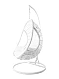 Kideo® Ensemble complet : grand fauteuil suspendu avec armature et coussins, fauteuil suspendu blanc, meubles de salon en poly rotin, ...