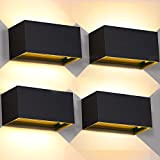 Kingwei 4 Pièces Applique Murale Interieur/Exterieur 20W Appliques Murales LED Noire 3000K Blanc Chaud avec Angle de Faisceau Réglable luminaire ...