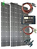 Kit solaire 200 W – 2 x 100 W Panneau solaire mono, 12 V/24 V Régulateur de charge solaire 15 A