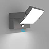 Klighten 24W Applique Exterieur/Intérieur LED avec Détecteur de Mouvement, Lampe murale avec LED Panneau Rotatif, IP65 Applique Lampe Moderne pour ...