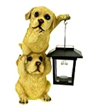Kremers Schatzkiste Couple de chiens - Tour avec lanterne solaire - Figurine de jardin - 24 cm