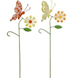 L'Héritier Du Temps Pic Papillon Coloré Tuteur Plantes Décoration de Jardin ou d'Intérieur en Métal Coloré 2 Couleurs