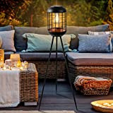 Lampadaire solaire d'extérieur en métal étanche - Grande lanterne d'extérieur pour terrasse, pelouse, cour, jardin, allée (noir)