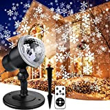 Lampe de Projection Noel Décoration, 5 Modes D'effet LED Projecteur Etanche IP44, Flocon LED Blanc Télécommande Horaire Extérieure et Intérieure, ...