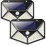 Lampe Solaire Extérieur iPosible【Version Améliorée 2 Pack】100 LED 2200 mAh éclairage Extérieur étanche 270° lumière Solaire Détecteur de Mouvement 180 ...