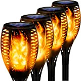 Lampes Solaires de Jardin, 4 Pack Lampes Solaires Exterieur Étanche IP67 Flammes Lumières Decoration pour Extérieur, Pelouse, Jardin, Paysage, Allée, ...
