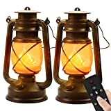 Lanterne LED Extérieure, 2pack Lanterne Jardin Vintage avec Télécommande 4 Modes D'éclairage Lanterne de Camping Sans Fil à Piles Tempête ...