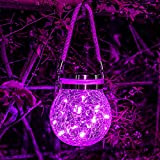 Lanterne Solaire Extérieur, ZVO 30 LED Lampe Boule Suspendue Solaire, éclairage Jardin en Verre Craquelé, Lumières Mason Jar Décoration étanche ...