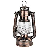 Lanterne vintage LED Hurricane - Blanc chaud - À piles - En métal vieilli - Avec variateur d'intensité - 15 ...