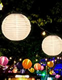 Lanterns Lot de 2 lanternes solaires LED d'extérieur 25 cm en forme de boule en nylon IP55 - Étanche - ...