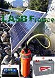 LASB France Kit d'Arrosage Solaire avec Pompe Solaire immergée de 70 m de Profondeur + Batterie Solaire de 100 ah ...