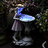 LED Lumiere Solaire Exterieur Sculptures et Statues de Jardin Lampe de paysage de figurine d'ange de statue d'ange d'ornement de ...