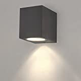 Ledvion Hydra | Applique Murale LED Extérieur | Gris/Anthracite | Cube | Carré | 1x GU10 Down | Lampe Murale ...