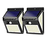 Lepwings Lampe Solaire Extérieur, 2 Pack 144 LED Lumière Solaire IP65 Etanche Projecteur LED Extérieur avec Détecteur de Mouvement, Éclairage ...
