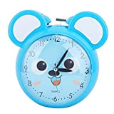 LetCart Horloge PVC Animaux de Bande Dessinée Nuit Réveil Lumineux Double Cloche Réveil Horloge De Chevet(Bleu)