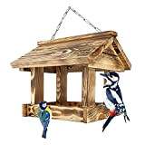 LEVIATAN Maxi Wooden Bird Feeder House on a Chain Bird House Hanging Feeding Station for Year-Round Wild Birds Feeding