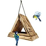Leviatan Mini Wooden Bird Feeder House on a Chain Bird House Hanging Feeding Station for Year-Round Wild Birds Feeding