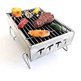 Lilo Mini barbecue au charbon de bois - Petit - Compact - Pour l'extérieur, le camping, le pique-nique Argent (Silver)
