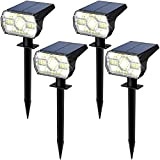 LKXDOV 4 Pack Spot Solaire Exterieur, 56 LED Lampe Eclairage Jardin Projecteur Solaire Exterieur Jardin, IP67 Etanche Lumiere Luminaire Solaire ...