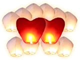 Lot de 12 lanternes chinoises volantes (10 lanternes blanches + 2 lanternes cœurs rouges géantes) Lanterne chinoise Volant du ciel ...