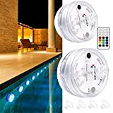 Lot de 2 lampes de piscine LED étanches, 16 couleurs RVB, lumières submersibles, contrôle à distance sous l'eau, lumières multicolores ...