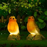 Lot de 2 lampes solaires à LED en forme d'oiseau - Décoration de jardin - Étanche - Pour l'extérieur et ...