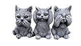 Lot de 3 figurines de chatons en pierre résistante aux intempéries