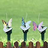 Lot de 3 papillons flottants à énergie solaire/piles, colibri, papillon, tournesol, pour jardin, cour, plantes, fleurs, terrasse, paysage, décoration (couleur ...