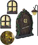 Lot de 4 statues miniatures Fairy Gnome pour fenêtre et porte, décoration de jardin, décoration d'arbres, porte de fée, porte ...