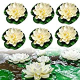 Lot de 6 fleurs flottantes, nénuphars artificiels, fleurs de lotus, fleurs de lotus, nénuphar, étang Eva Lotus Flower pour piscine, ...