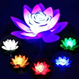 LPxdywlk Lampe à Fleurs 18 / 28cm Faux Fleur De Lotus LED Piscine Jardin Cour Pond Étang Lampe Florale Flottante ...
