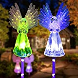 Lumière Solaire - Paquet de 2 Dehors de Angel Chemin Lumières de Pieu Ailes Lumineuses Colorées Lampes Ornements de Jardin ...