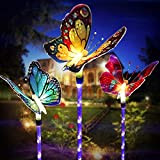 lumières solaires extérieures de jardin, EAAERR 3 Pièces lampes solaires à piquets papillon LED multicolore changeant,lumière solaire pour jardin, clôture, ...