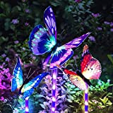 lumières solaires jardin extérieur, XRR 3 pièces umières papillon solaires avec lumières de chemin de fleurs solaires à LED multicolores ...