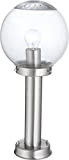 Luminaire extérieur en acier inoxydable - Lampe sur pied (lampadaire, éclairage de jardin, boule en verre de 20 cm, hauteur ...