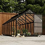 Maison et jardin, pelouse et jardin, jardinage, serres, serre en verre, anthracite, 155 x 395,5 x 191 cm, aluminium