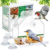 Mangeoire à oiseaux de fenêtre pour l’alimentation de Dunnock Robin Petits oiseaux sauvages avec forte ventouse supplémentaire Plateau d’alimentation amovible ...