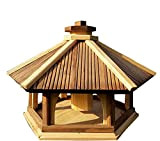 Mangeoire hexagonale en bois pour oiseaux
