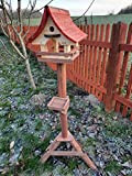 Mangeoire pour oiseaux, avec nichoir et support en bois - Mangeoire pour oiseaux sauvages - À poser dans le jardin ...
